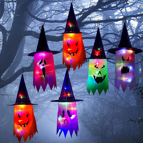 Lighted Ghost Witch Hats For Halloween Outdoor Yard