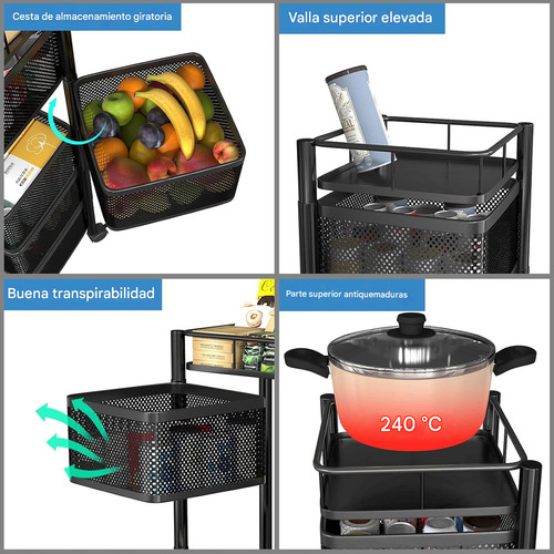 Organizador Metálico Tipo Carro Con 5 Estantes Y Ruedas, Everest, Ideal Para Cocina, Baño O Lavadero, Estantería Móvil Multiuso Para Almacenamiento Eficiente Y Acceso Fácil En Espacios Reducidos