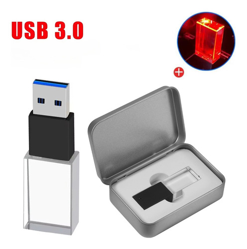 Pen Drive 32gb 3.0 Luz De Diodo Fibra Led Crystal Usb Tipo A