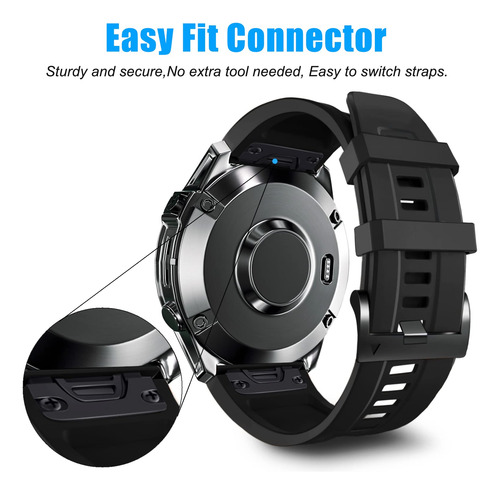 Zpjpplx - Correas De Repuesto De Silicona Deportiva Para Garmin Fenix 6x Pro Fenix 5x Plus Fenix 3 Hr Descent Mk2i D2 Delta Px Enduro 2 Tactix Delta,