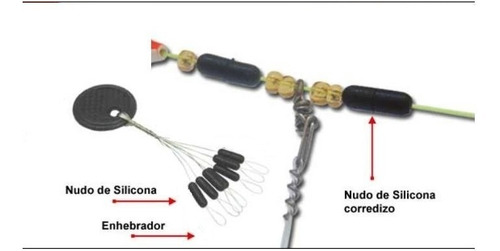 Imagen 2 de 5 de Nudo Corredizo De Silicona Linea Pesca X 24