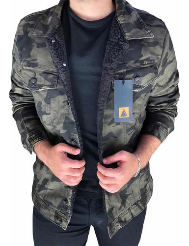 Imagem 2 de 9 de Jaqueta Sarja Jeans Masculina Forro Com Pelo Premium