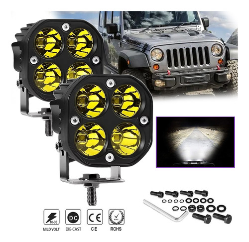 Faro Auxiliar Amarillo Led Para Moto Auto 4x4 Suv 80w 2pcs