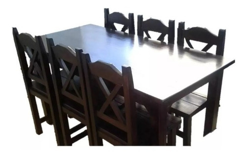 Imagen 1 de 5 de Juego Comedor 6 Sillas, En Madera Nacional Lustrado