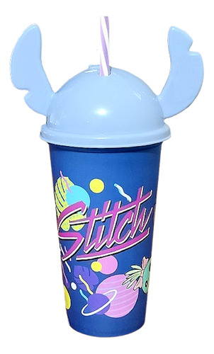 2 Copos Stitch Estampado Com Orelhas 500ml Infantil Original