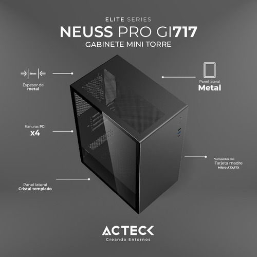Gabinete Acteck Micro Torre Max Mb Atx Neuss Pro Gi717