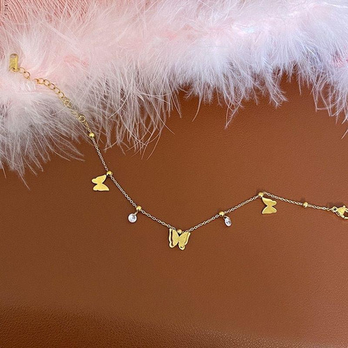 Collar De Oro 18k Mariposas Dije Pulsera Aretes Joyeria