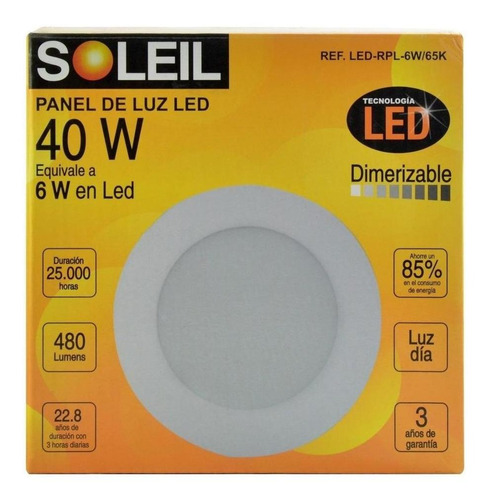 Panel De Luz Soleil Redondo 40 W Dimerizable Rpl 6w