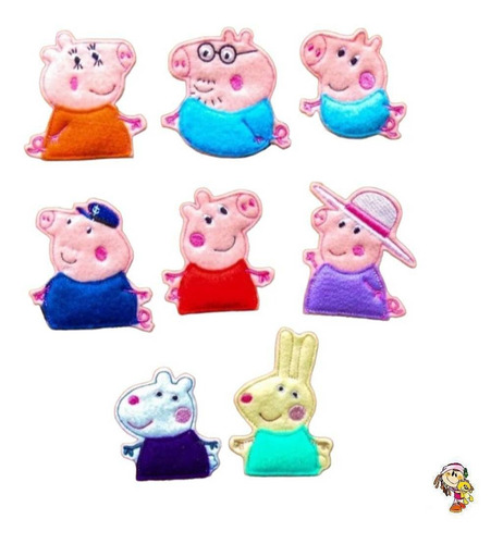 Imagen 2 de 5 de Títeres De Dedo Peppa Pig Set X 8 Mama Papa Pig Jeorge