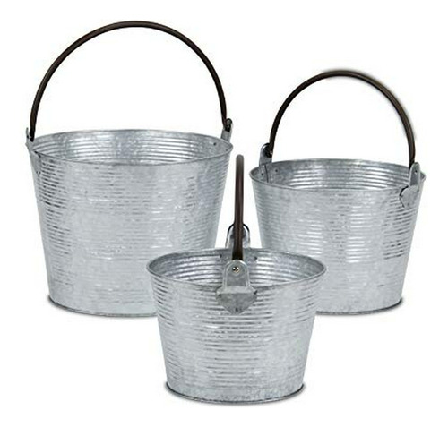 Cheung's Fp-3999-3 Set Of 3 Metal Tapered Bucket With Handle