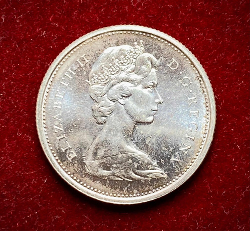 Moneda 25 Centavos Canadá 1965 Plata 0.800 Km 62 Unc