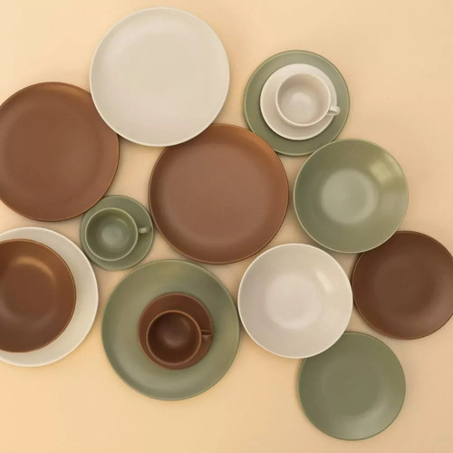 Taza Té C/plato Unni Cerámica 200cc Oxford X6uni Color Oliva Liso