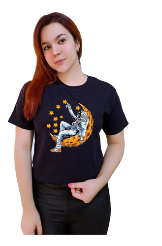 Polera Dama Estampada 100%algodón Astronauta Planeta 391