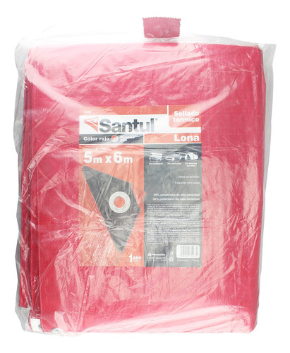 Lona Santul Uso Ligero Reforzada Polietileno 5 X 6 M Color Rojo
