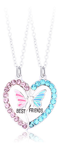 1 Par Mariposa Corazón Collar Best Friend Necklace