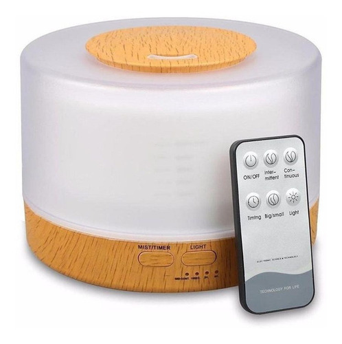 Difusor Aromatizador Controle Remoto Ultrassônico Led 500ml Cor Madeira