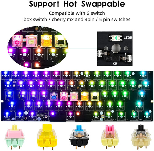 Gk61 Gk61x Pcb Plate Case 60 Teclado Personalizado Inte...