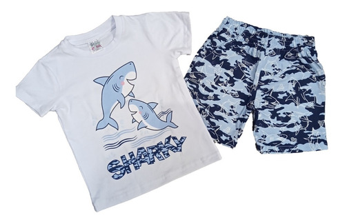 Conjunto De Tiburones Para Niño Playera Short D'lurig Kids