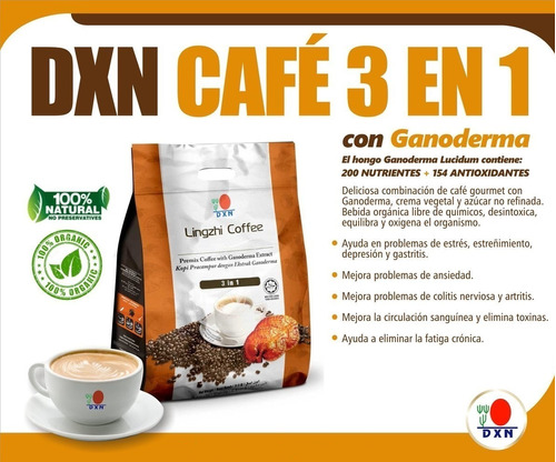 Café 3 En 1 Dxn Lingzhi Ganoderma (2 Bolsas) - Envio Gratis