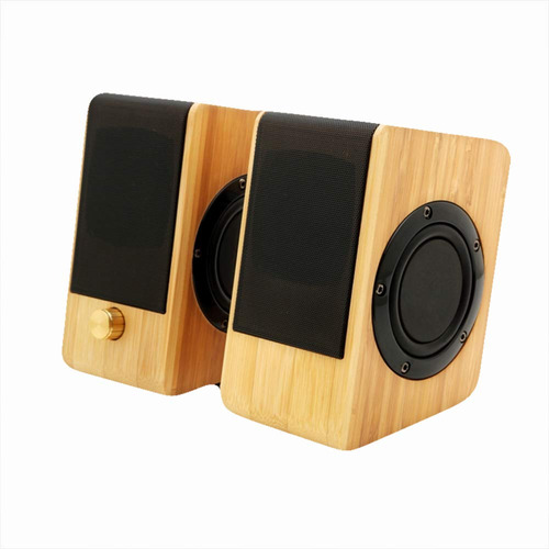 Subwoofer Bambu Para Hogar Portatil Mini Altavoz Escritorio