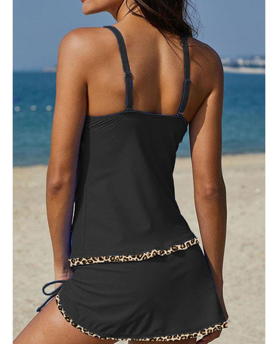 Falda De Traje De Baño Con Tirantes Divididos Y Estampado 03