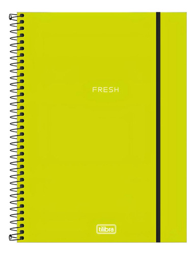 Caderno Tilibra Neon Universitário 160 folhas  pautadas 10 assuntos unidade x 1 27.5cm x 20cm cor verde-limão