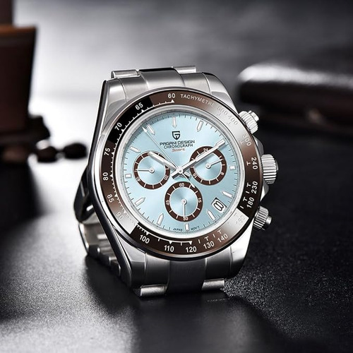 Reloj Pagani Design Pd-1644 Cronografo Marron Plateado Marrón Plateado