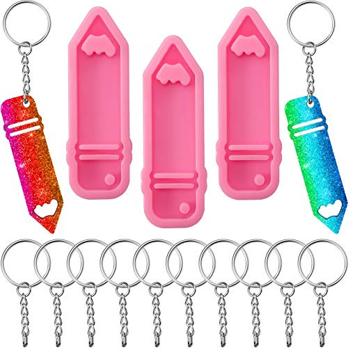 3 Pieces Pencil Shape Silicone Molds Jewelry Making Keycahin