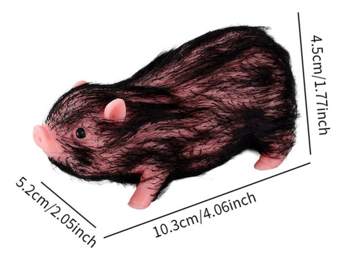 Cerdo De Silicona En Miniatura, Juguete De Cabello Negro