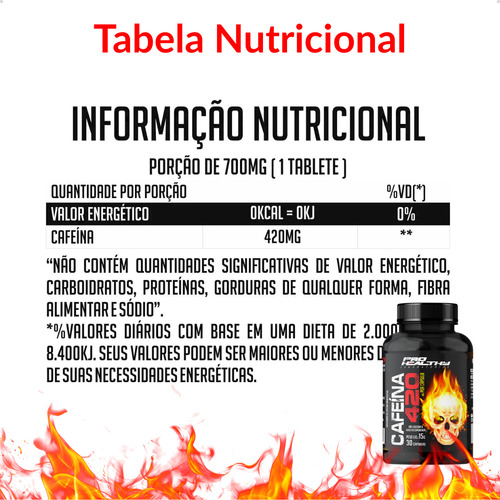 Cafeína 420mg - Pote 30 Cápsulas - Pro Healthy