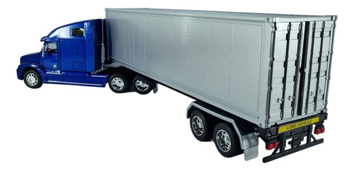 Tráiler Freightliner Columbia Esc. 1:32 Caja Seca Welly Azul, Plateado