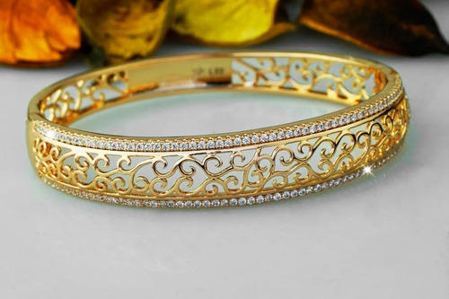 Imagen 2 de 10 de Pulsera Brazalete Oro 18k Fino Elegante Mujer Mama Regalo