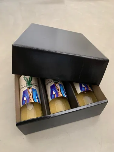 40 Caja De Cartón Negra Ecommerce Para 3 Botellas 34x28x10cm