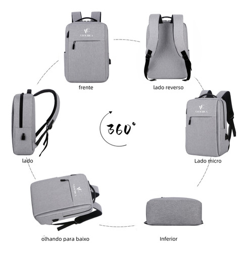 Mochila Masculina Vavichica Computador Mochila Externo Usb Cor Azul Desenho Do Tecido Lisa