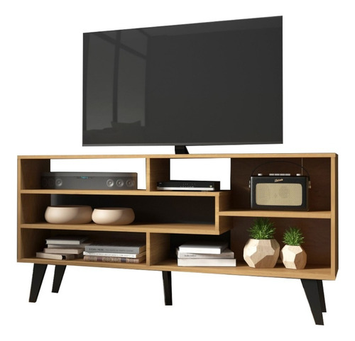 Rack Para Tv Con Estantes Modular Led Lcd Mesa Living LG Color Roble