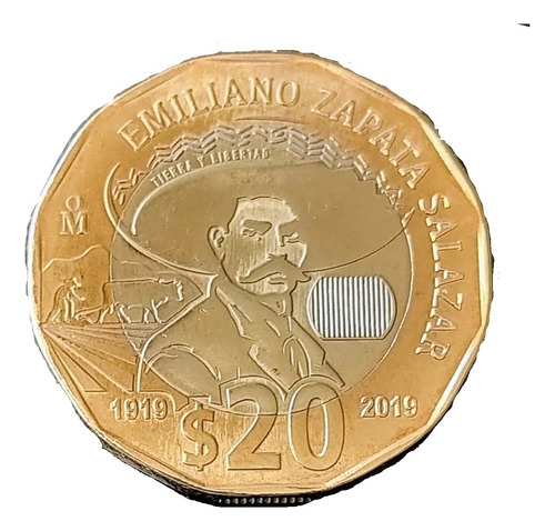 Moneda $20 Pesos Conmemorativa 1919 - 2019 Emiliano Zapata