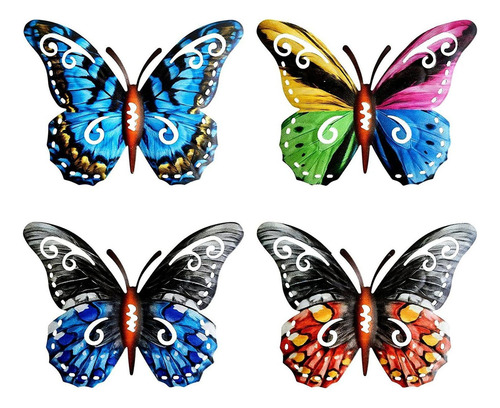 4 Piezas Mariposa Metálica Arte De La Decoración De La Pared