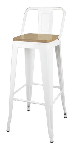 Pack 4 Piso Taburete Metal Tolix C/respaldo Asiento Madera W