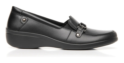 Zapato Calzado Loafer Dama Mujer 18122 Mocasin Herraje Negro