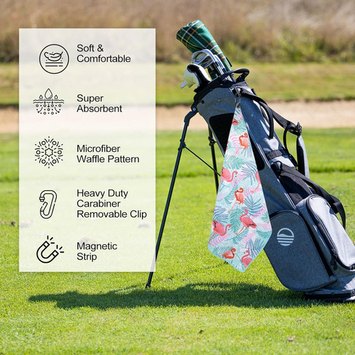 Toalla De Golf, Diseño De Gofre De Microfibra Con Clip, Toal