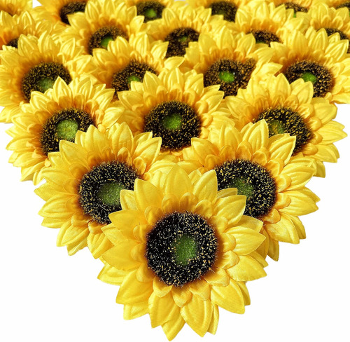 Ukeler 50pcs 3.5'' Cabezas De Girasol Artificial Amarillo G