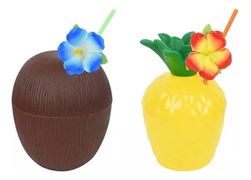 Para Vasos Hawaianos Para Fiestas De Y Piña, 12 Unidades,