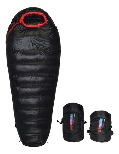 Saco De Dormir Ligero Abajo Camping Senderismo Negro 1000g