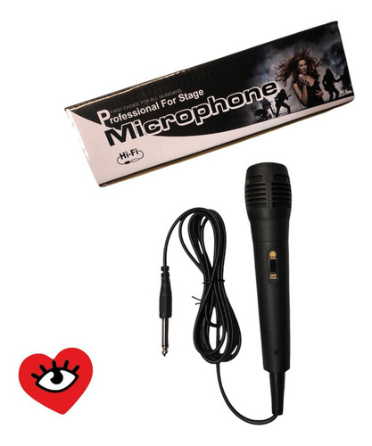 Microfono Dinamico Con Cable Estudio Pc Karaoke Color Negro