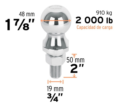 Bola De Arrastre. Capacidad 2000 Libras. Truper. 44441