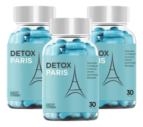 Kit 3 Detox Paris 60 Cápsulas Cada 500mg Tratamento 90 Dias Sabor Neutro