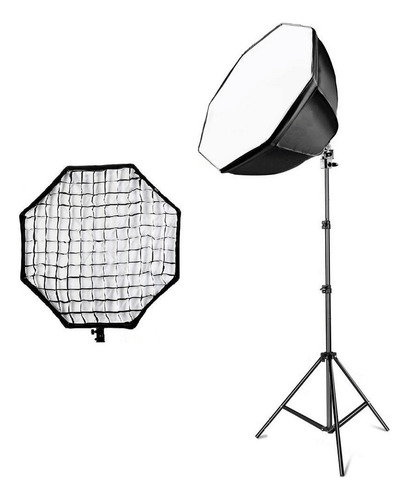 Kit Softbox Octabox Com Grid Lâmpadas Suportepotente Greika