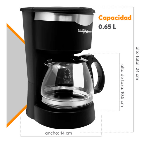 Cafetera Semiautomatica De Goteo 650ml Filtro Permanente Negro