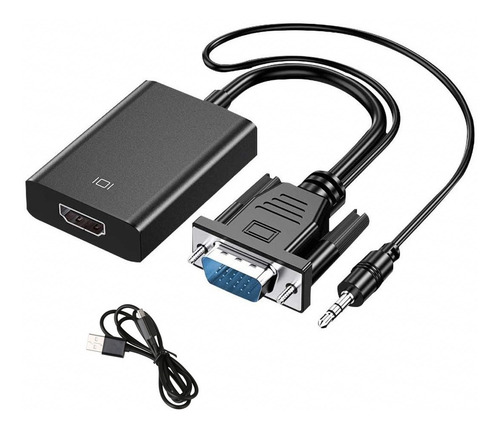 Imagen 1 de 8 de Adaptador Vga A Hdmi 1080p Con Cable De Carga + Audio