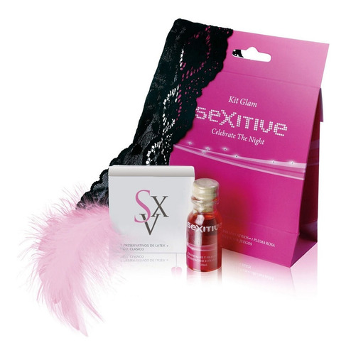 Aceite Saborizado Preservativo Lazo Pluma Kit Glam Sexitive